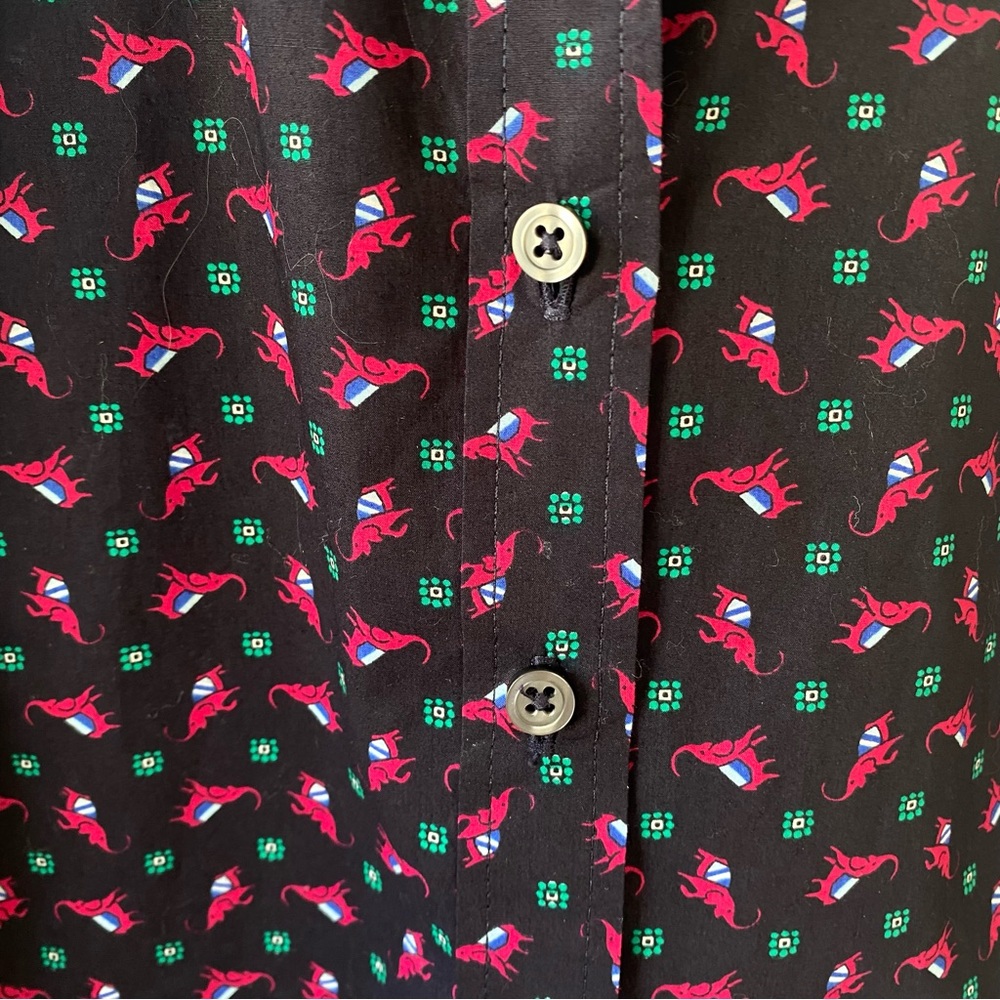 TALBOTS Long Sleeved Cotton Elephant Pattern Button Down Shirt - Picture 6 of 9